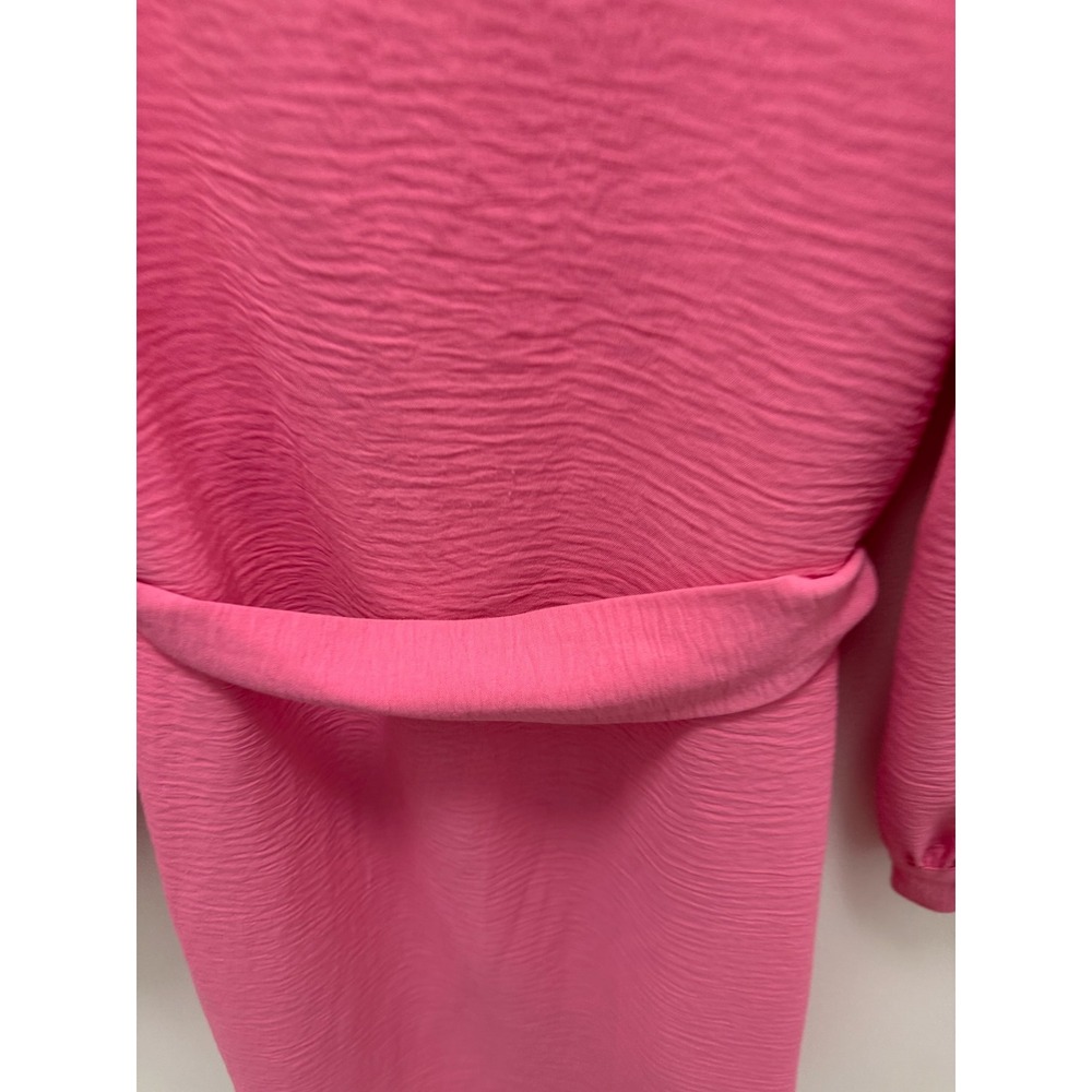 Calvin Klein Pink Textured Balloon Sleeve Button Down Shirt Dress Size 8 - Picture 4 of 9